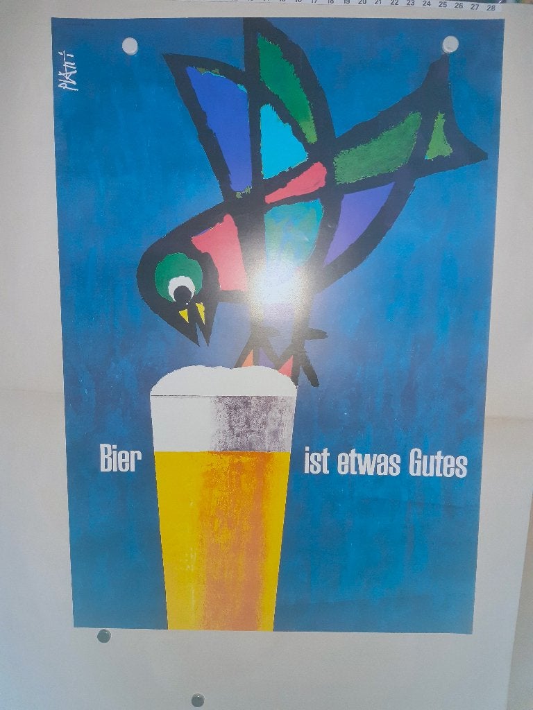 Originele Poster Bier ist Etwas Gutes Celestino Piatto, Verzamelen, Posters, Verzenden, A1 t/m A3, Reclame, Rechthoekig Staand