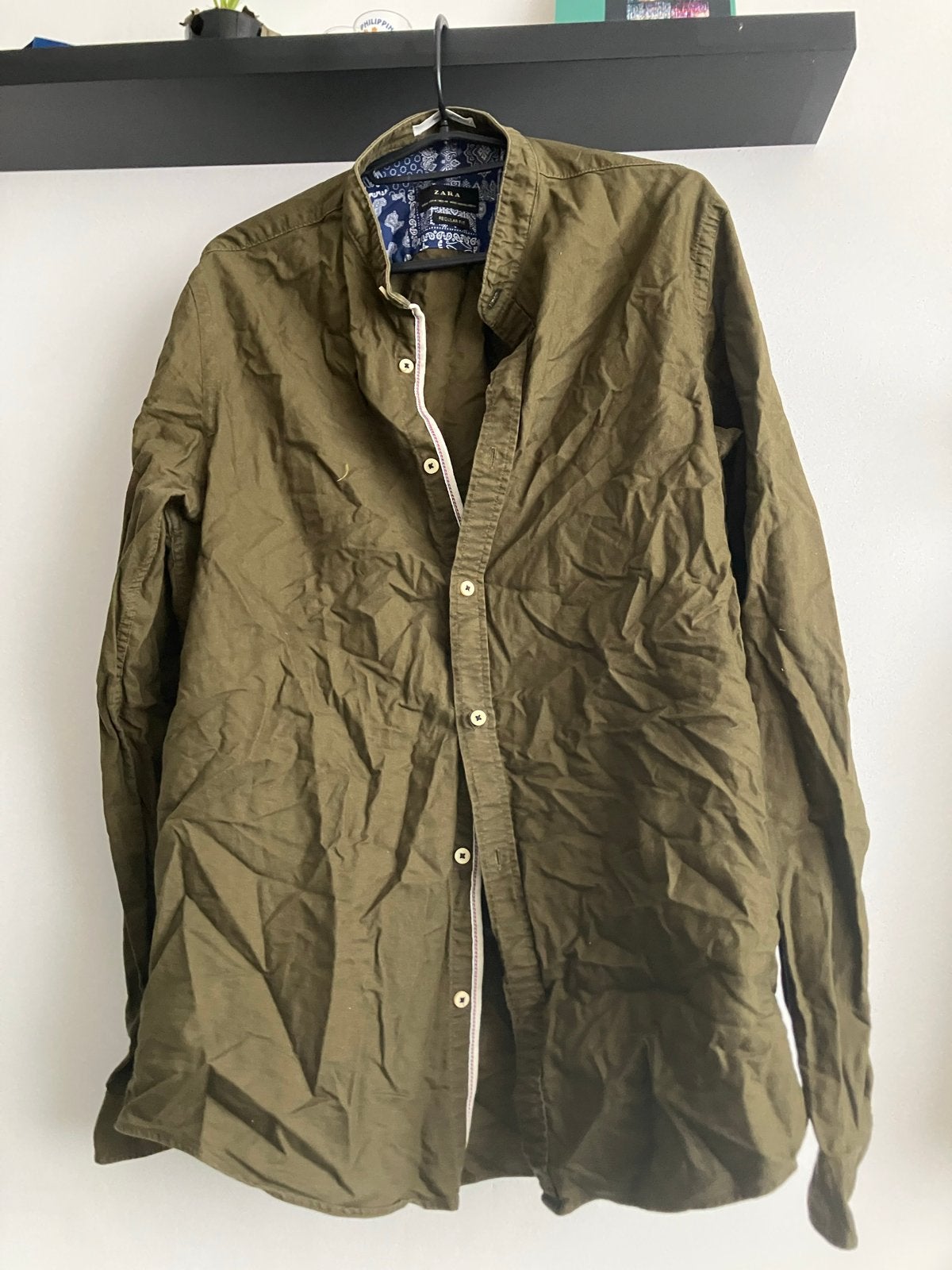 Zara Regular Fit overhemd - Groen - Maat M, Ophalen of Verzenden, Gedragen, Groen, Halswijdte 39/40 (M)