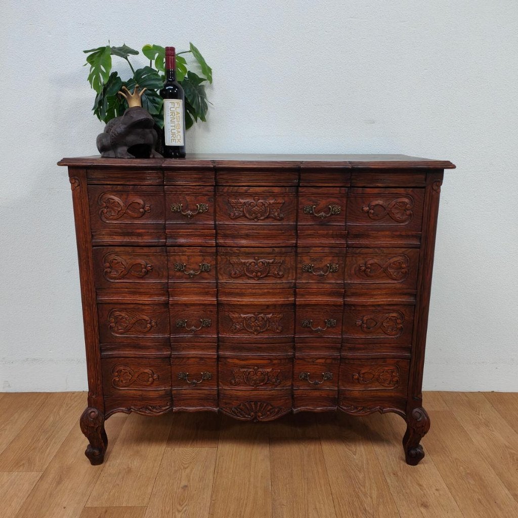 Vintage Queen Ann ladekast commode dressoir ladekastje 306, Valkenswaard, Gebruikt, Info@flashbackfurniture.nl, Eikenhout