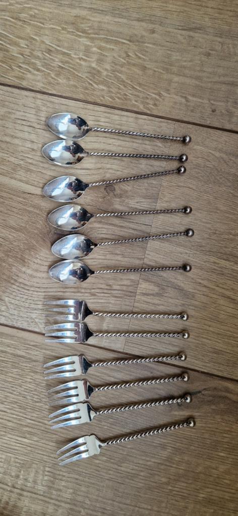 Set verzilverde theelepels en gebaksvorkjes, Ophalen of Verzenden