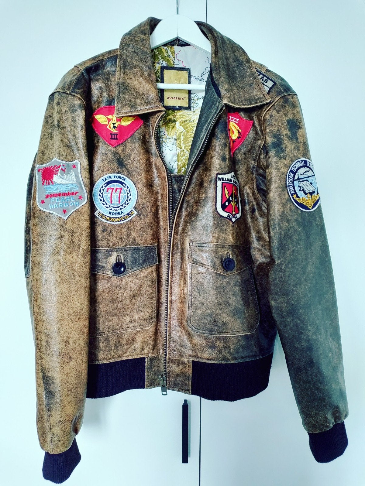Aviatrix TM72 Heren Top Gun Leren Jas - Old Look XL, Ophalen, Bruin, Maat 56/58 (XL), Aviatrix