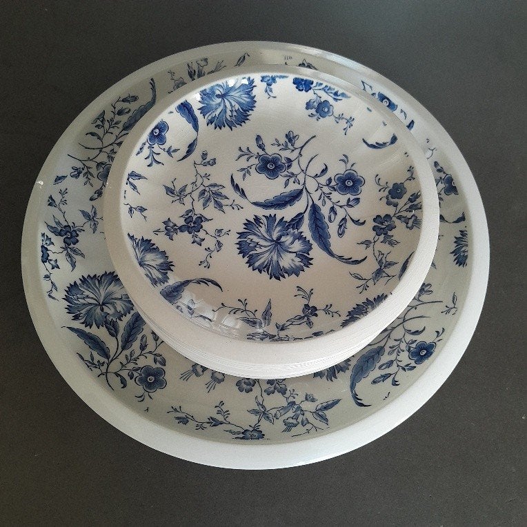 Taartschaal en 6 taartschoteltjes Wedgwood, Ophalen of Verzenden, Gebruikt, Porselein, Overige typen