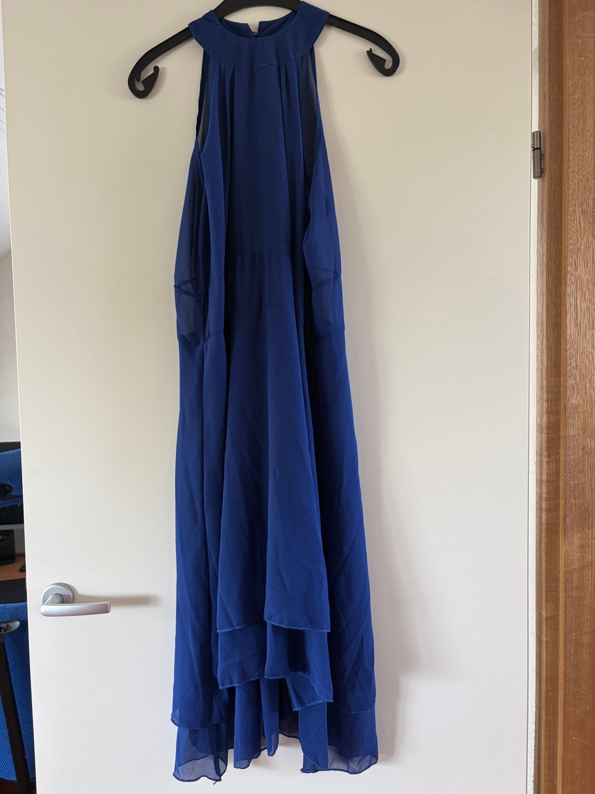 Nieuwe kobaltblauwe Lucies Boutique chiffon jurk maat M, Maat 38/40 (M), Blauw, Nieuw, Ophalen of Verzenden
