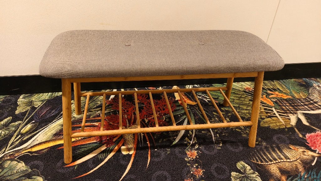 Bamboo bench with shoe rack – €35, Ophalen, Gebruikt