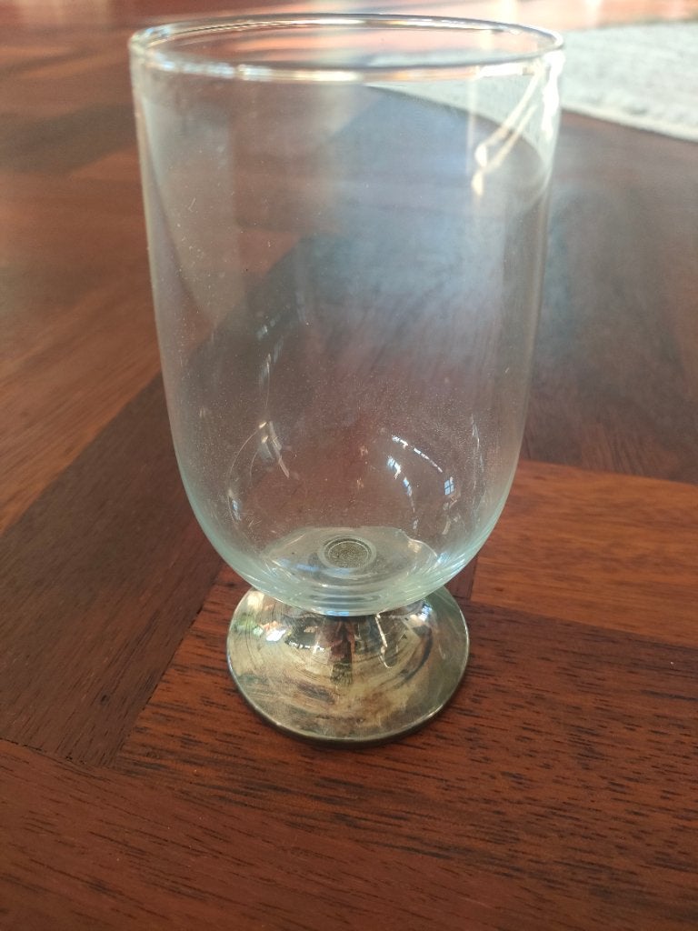 Vintage glas met verzilverde voet, Antiek en Kunst, Antiek | Glas en Kristal, Ophalen of Verzenden