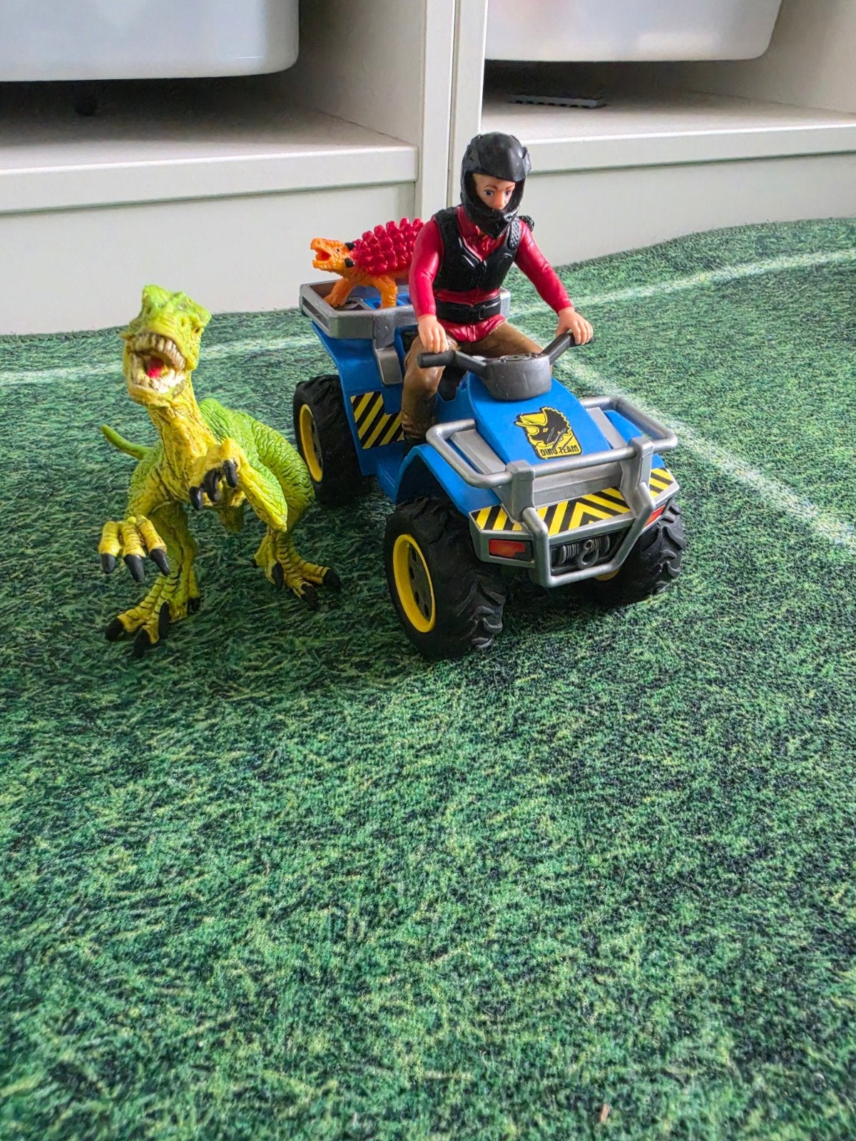 Schleich 41466 Quad met aanhanger en dinosaurus, Ophalen of Verzenden, Gebruikt
