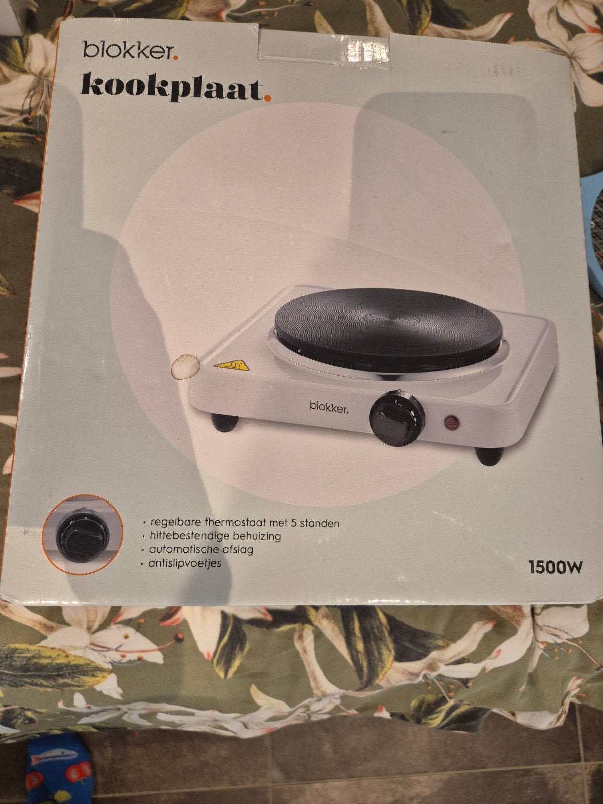 Blokker Kookplaat 1500W - Compacte elektrische kookpit, Gebruikt, 3 kookzones of minder, Ophalen of Verzenden, Vrijstaand