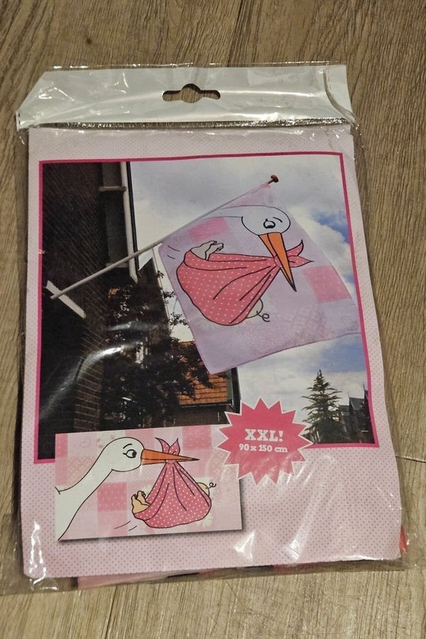 roze babyshower meisje vlag, Onbekend, Nieuw, Ophalen of Verzenden, Onbekend