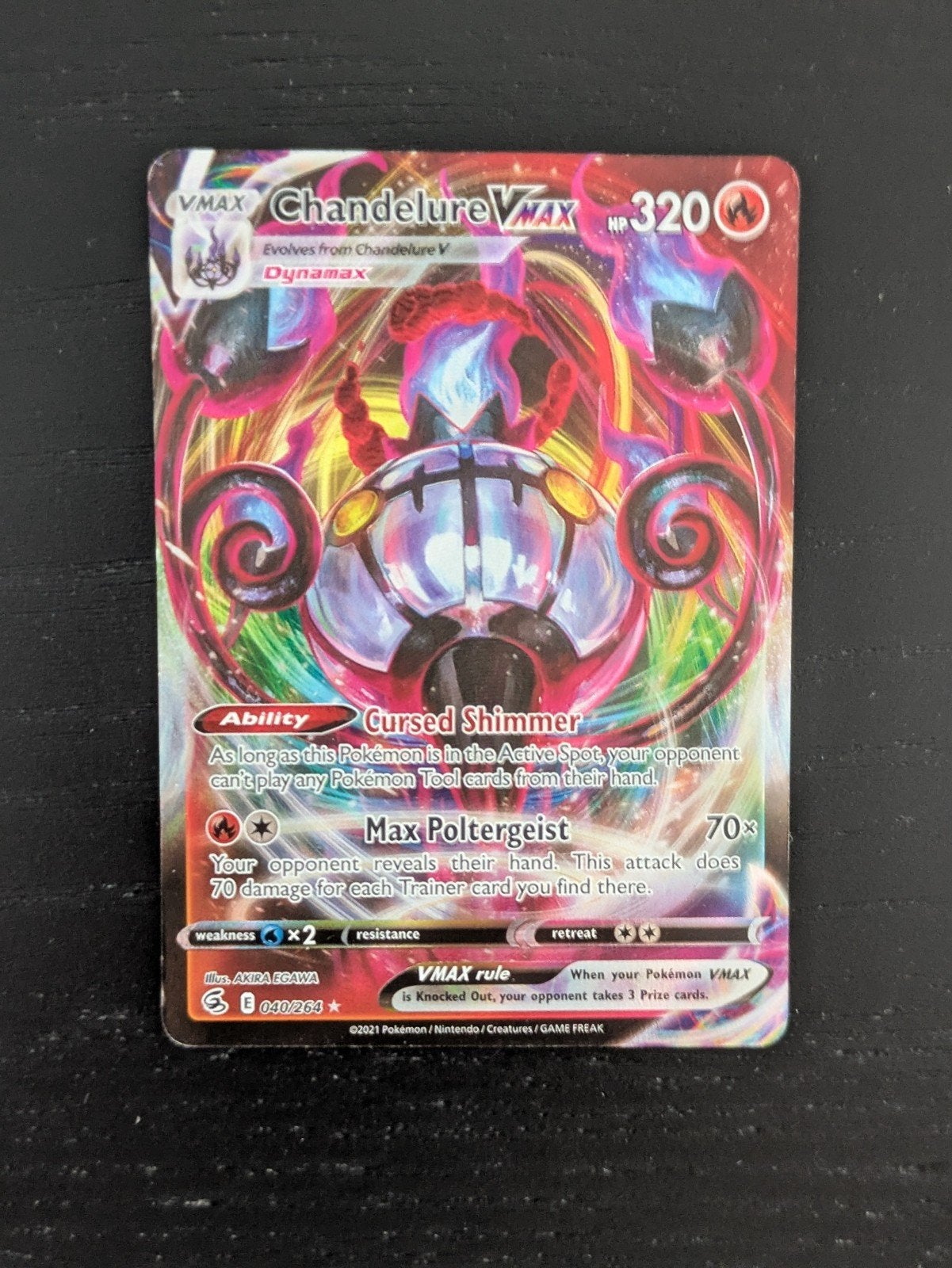 Mooie Chandelure VMAX Pokémon kaart, Ophalen of Verzenden, Zo goed als nieuw, Losse kaart, Foil