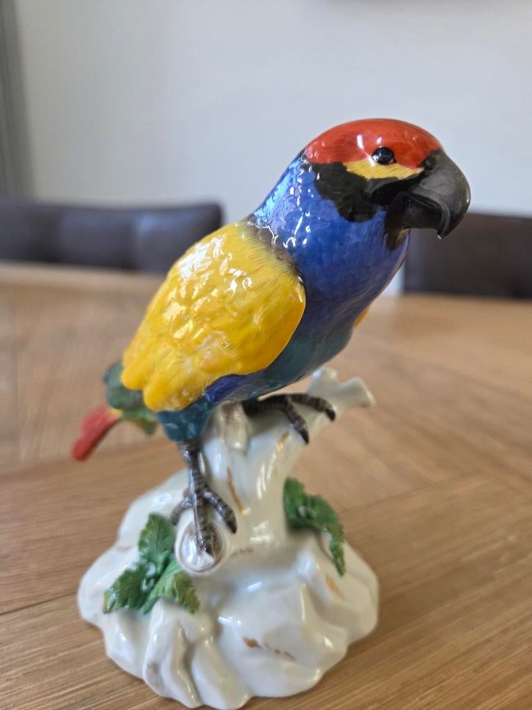 Kleurrijke porseleinen papegaai beeldje, Ophalen of Verzenden