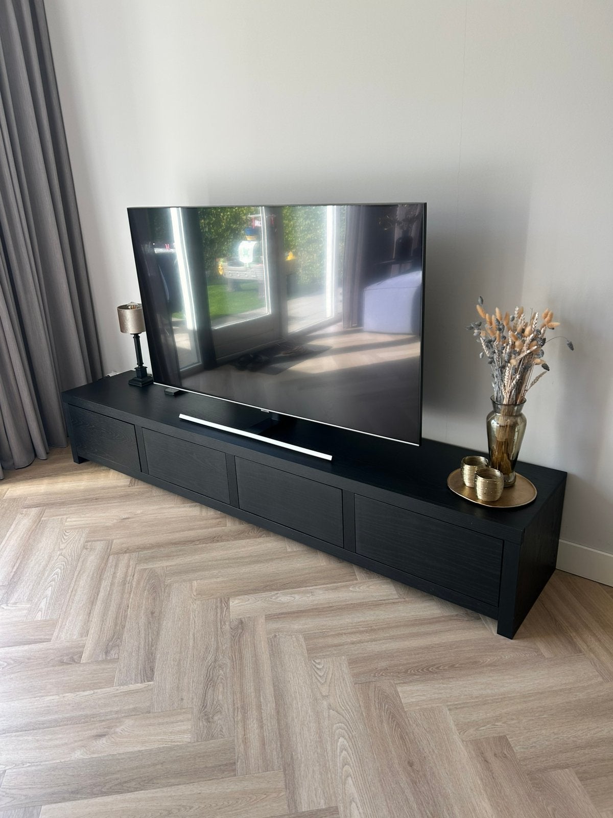 Tv meubel zwart, Ophalen, Zo goed als nieuw, 200 cm of meer, Minder dan 100 cm