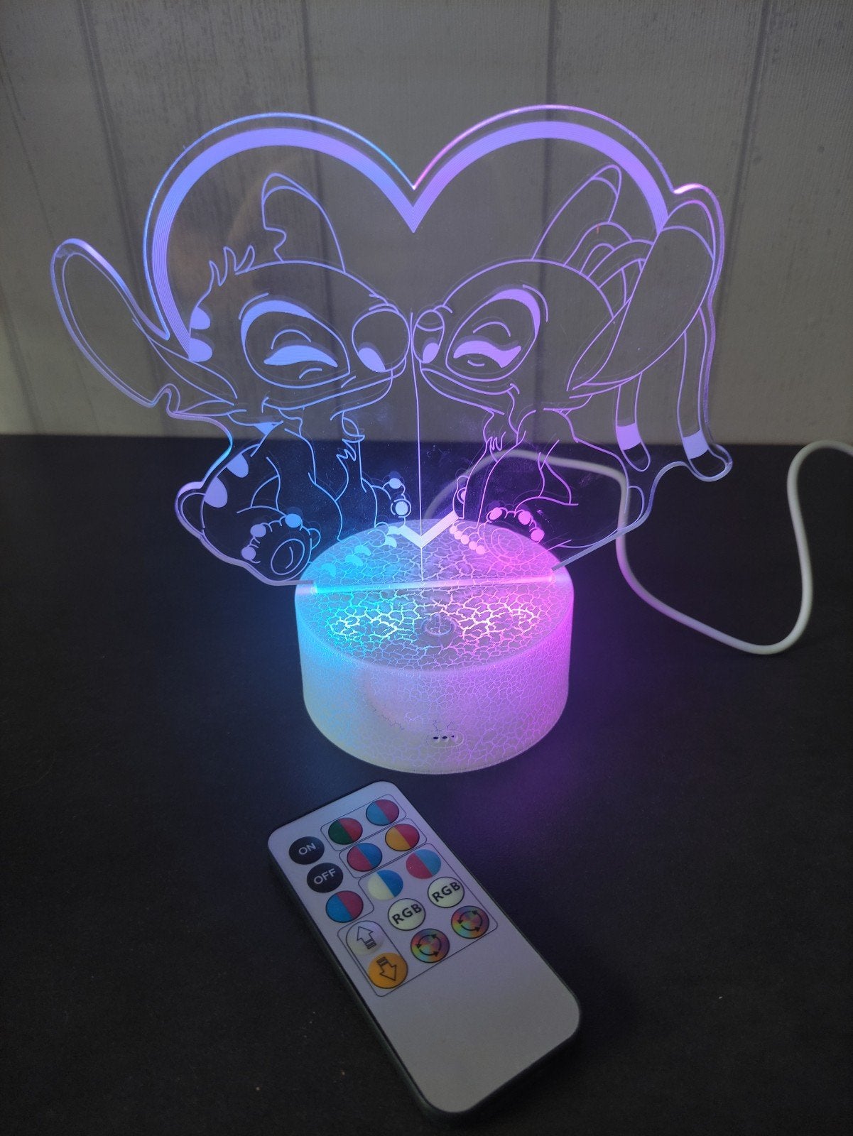 Stitch en Angel, lampje, nachtlampje, als nieuw!, Ophalen of Verzenden, Zo goed als nieuw, Lamp