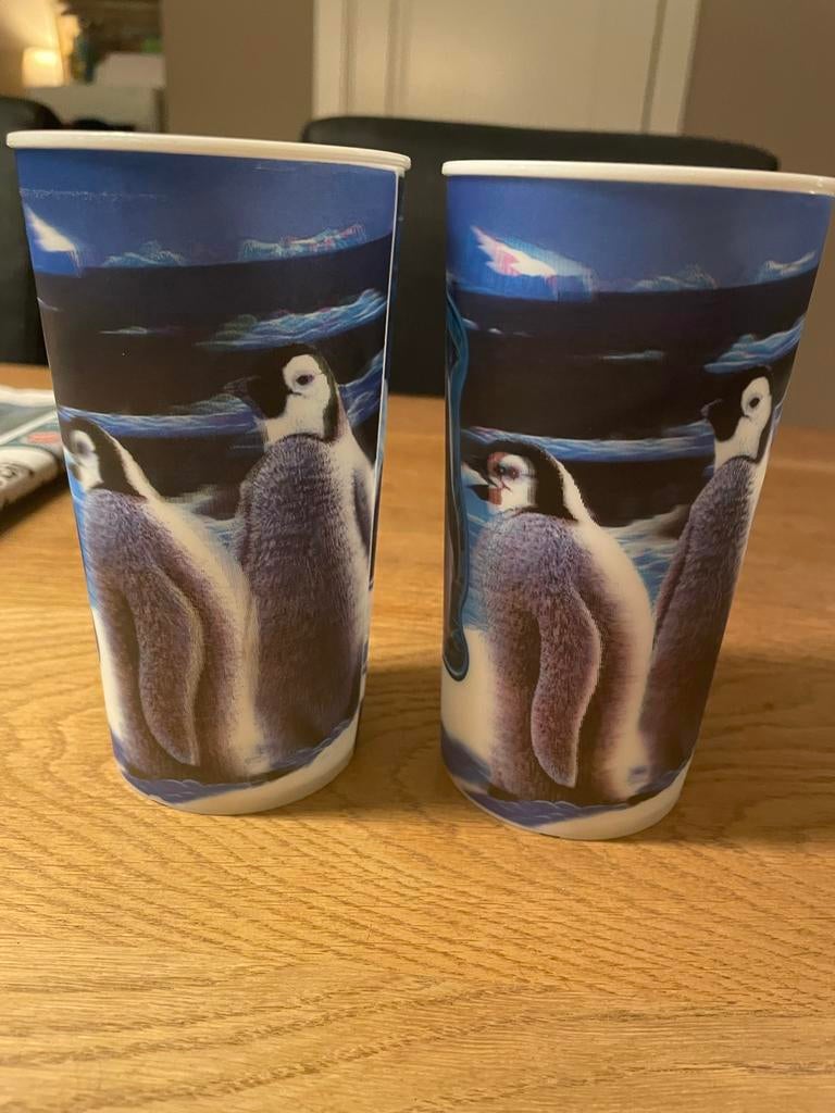 Set 2x drinkbeker pinguïn zgan samen 0,50, Ophalen of Verzenden, Zo goed als nieuw