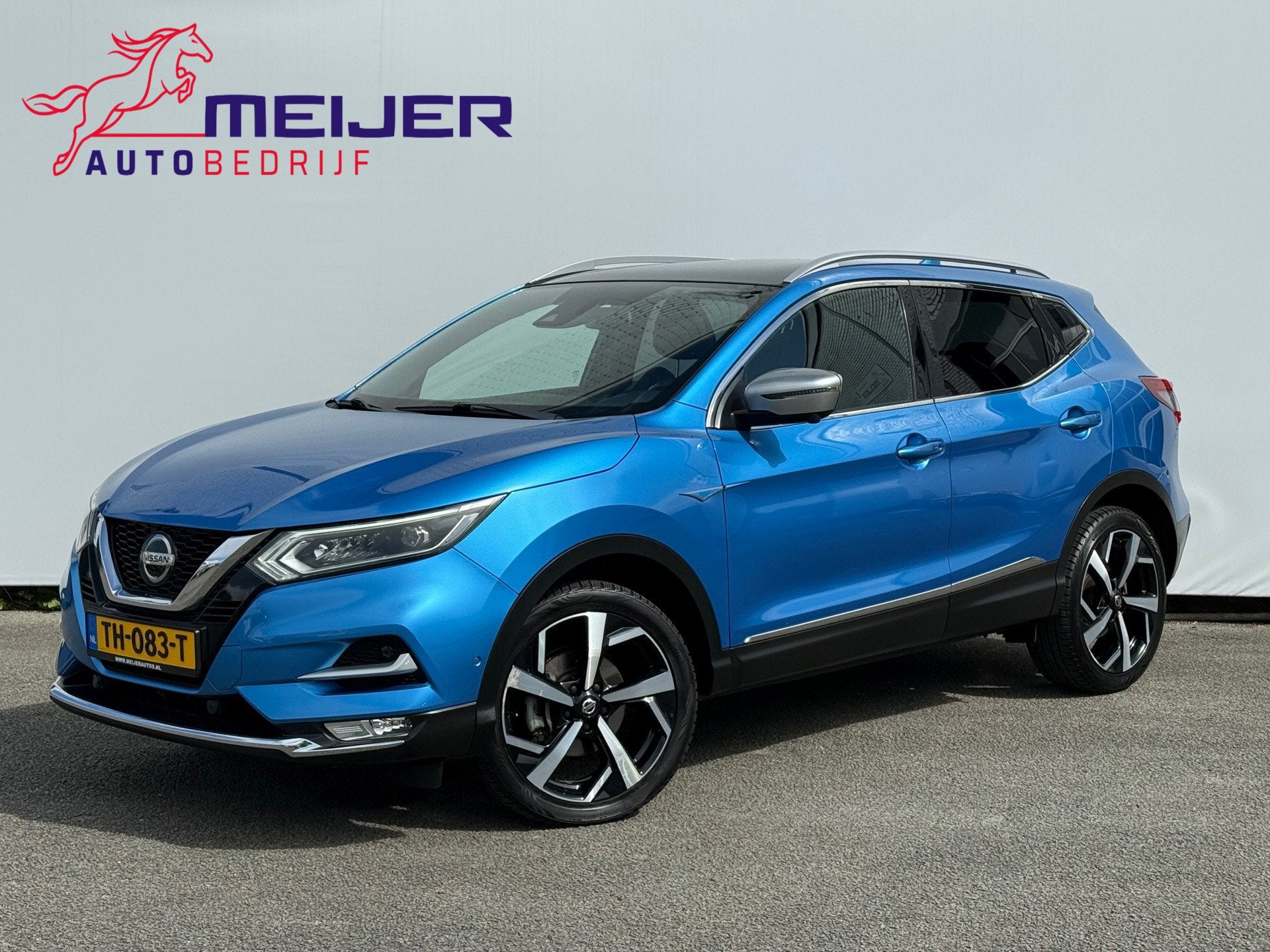 Nissan Qashqai 1.2 Tekna + Panoramadak | Leer | Clima | Navi, Auto's, Gebruikt, 4 cilinders, Blauw, 116 pk