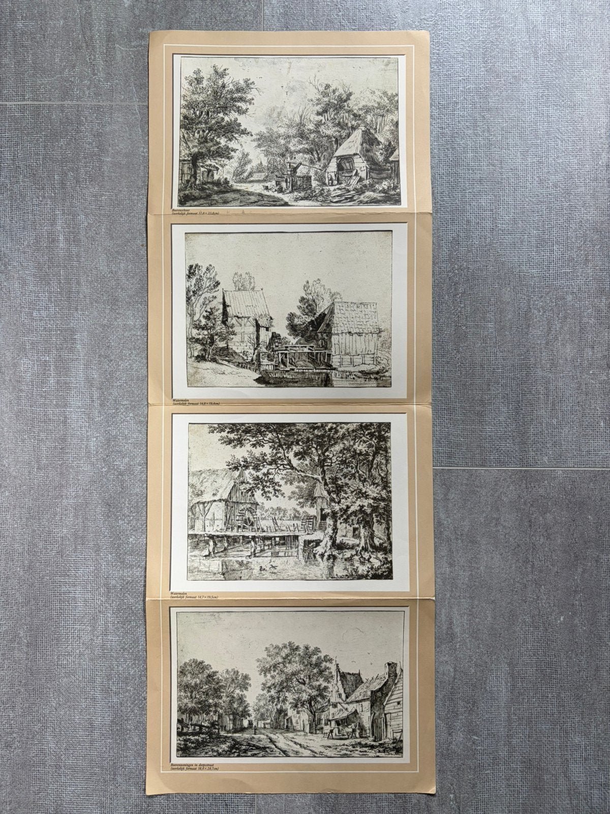 Set van vier prenten van Ruysdael, Verzenden, Landschap, Gravure