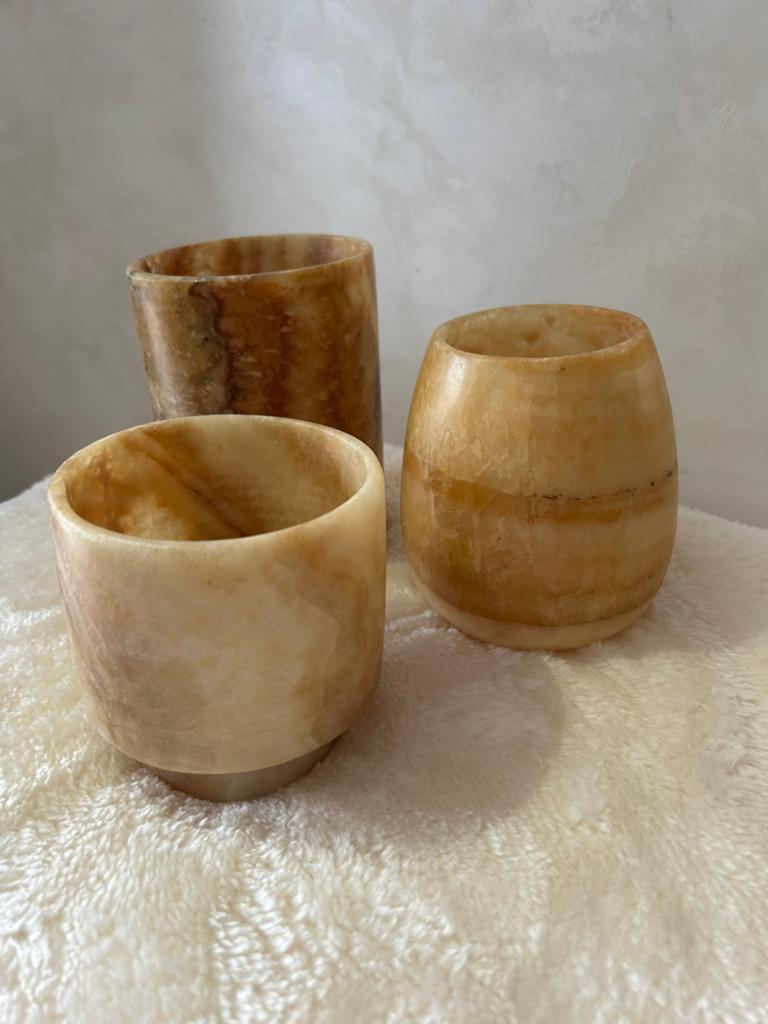 Alabaster kaarshouders- 3 soorten, Ophalen, Zo goed als nieuw, Rechthoekig