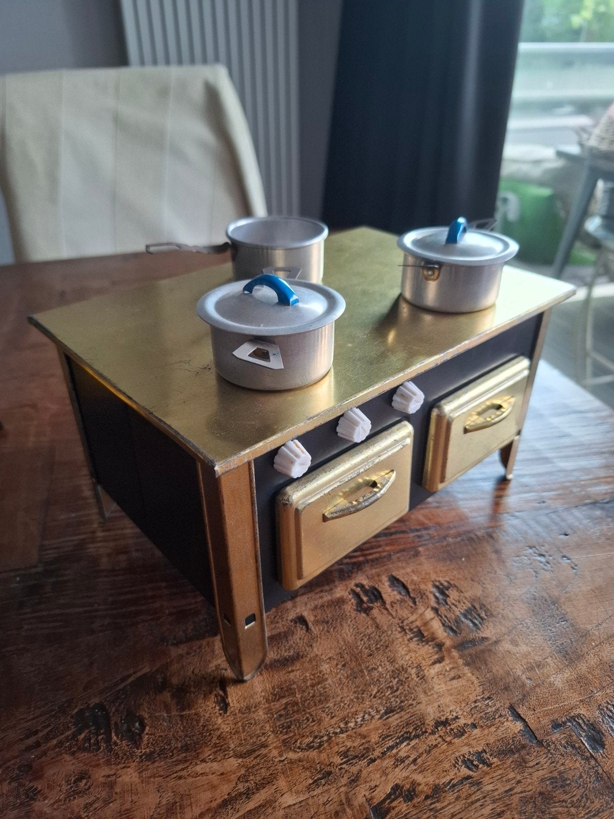 Vintage blikken speelgoedfornuis, Ophalen of Verzenden, Gebruikt, Poppenhuis