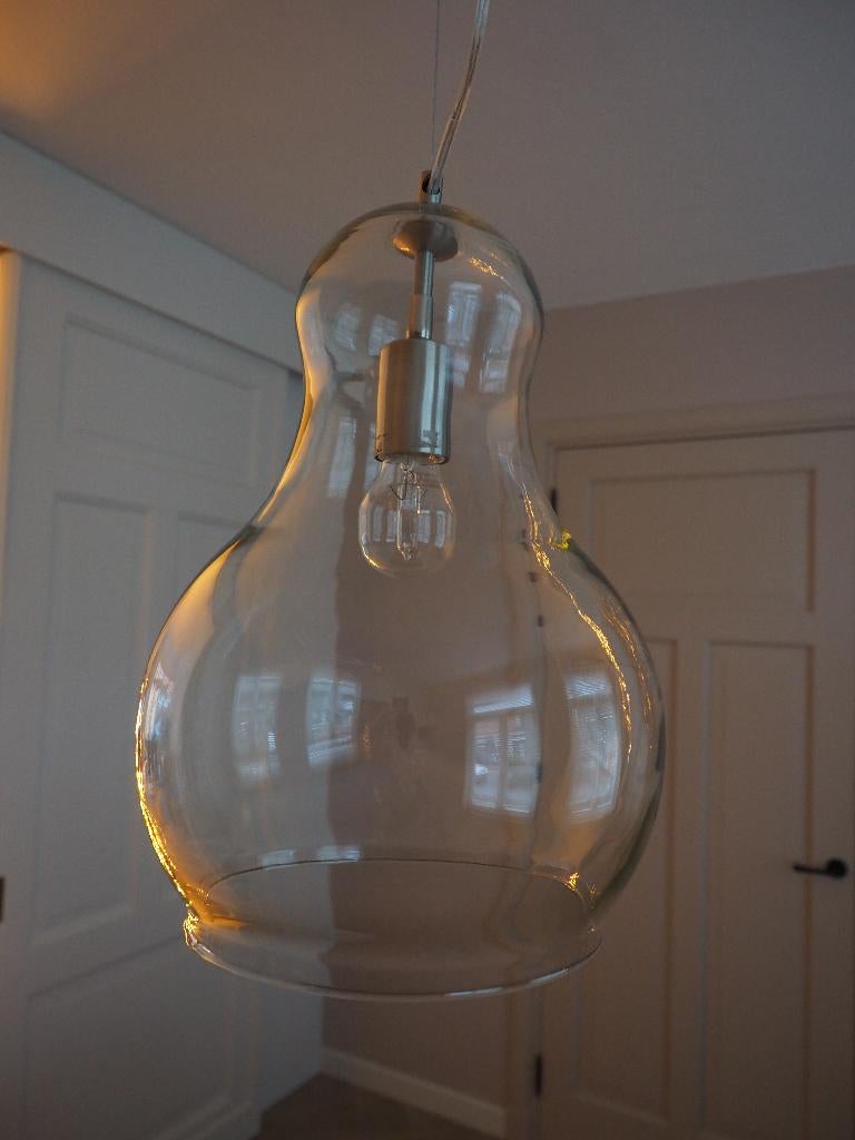 hanglamp 2 stuks, Huis en Inrichting, Lampen | Hanglampen, Ophalen, Zo goed als nieuw, Glas