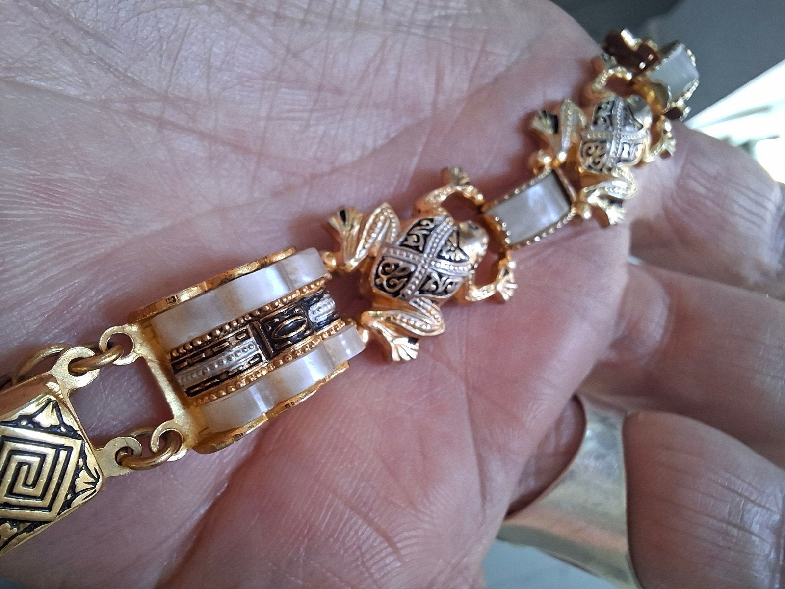 Damascene Toledo armband kikkers, Ophalen of Verzenden, Goud
