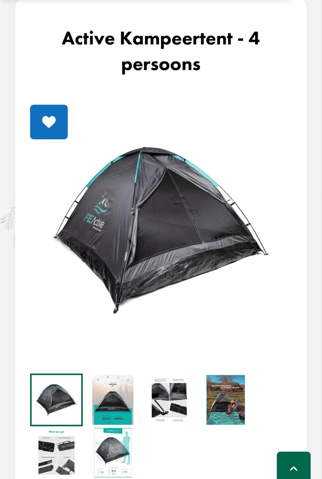FE Active Banff Koepeltent - 4 personen - Nieuw, Ophalen of Verzenden, Nieuw, Tot en met 4