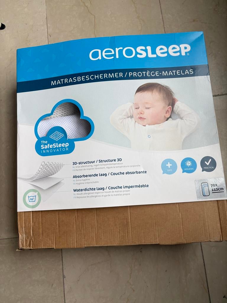 Aerosleep matrasbeschermer met hoeslaken, Kinderen en Baby's, Kinderkamer | Bedden, Ophalen, Gebruikt, Minder dan 140 cm, Matras