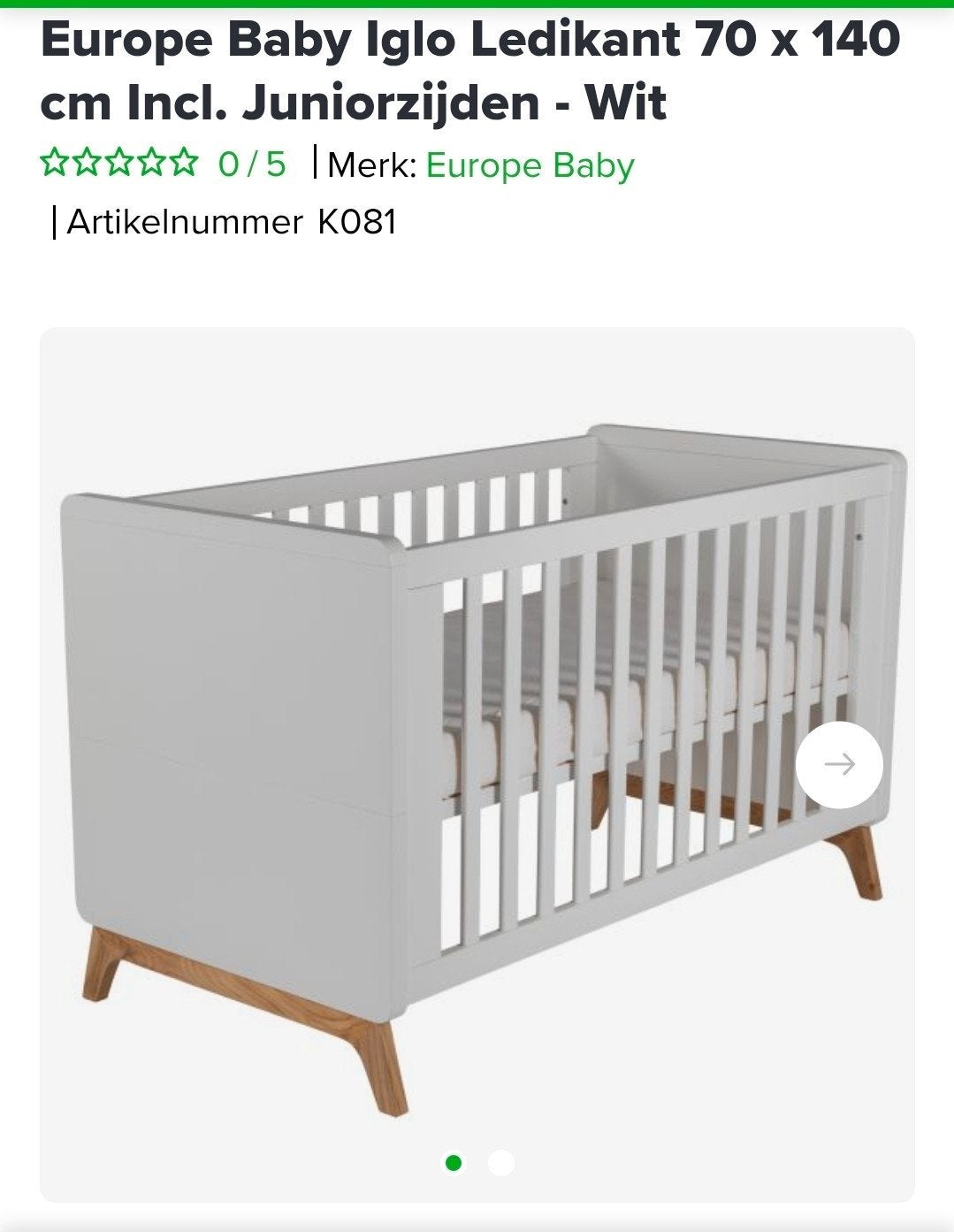 Meegegroeid ledikant/peuterbed 70x140 cm (excl. matras), Huis en Inrichting, Ophalen, Overige maten, Hout, Verstelbaar