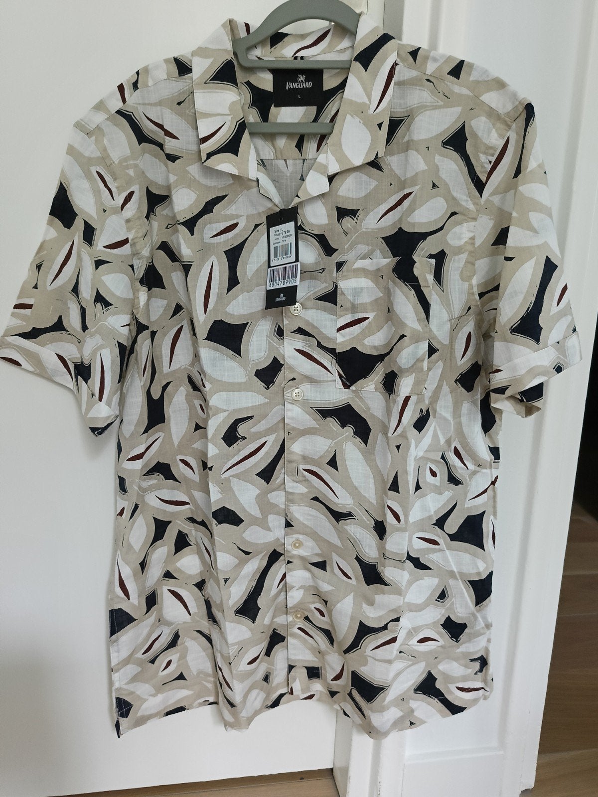 Vanguard heren overhemd met print - Maat L, Beige, Nieuw, Ophalen of Verzenden, Halswijdte 41/42 (L)