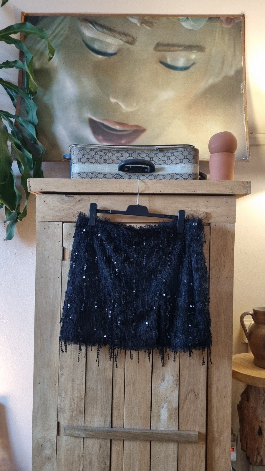 Zwarte H&M pailletten rok met franjes - Maat XL, H&M, Zwart, Maat 46/48 (XL) of groter, Ophalen of Verzenden