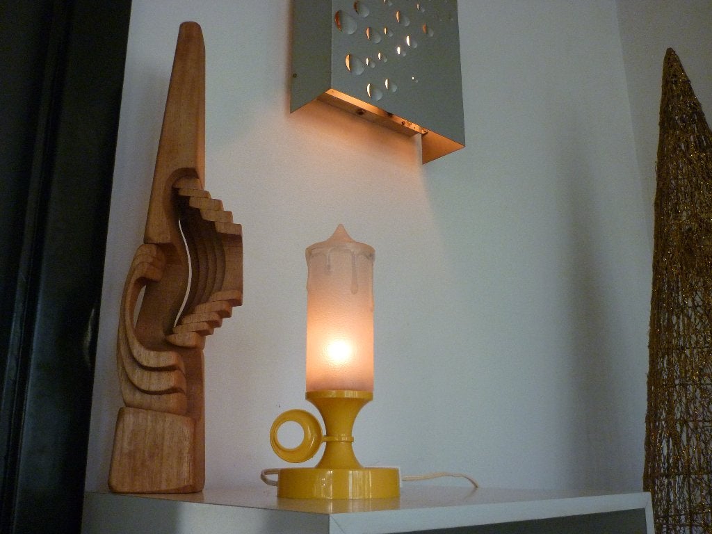 Tafellamp 1968 kandelaar kaars Space Age 60s 70s collectable, Inclusief lichtbron, 25 cm, E14 (klein), Ophalen of Verzenden