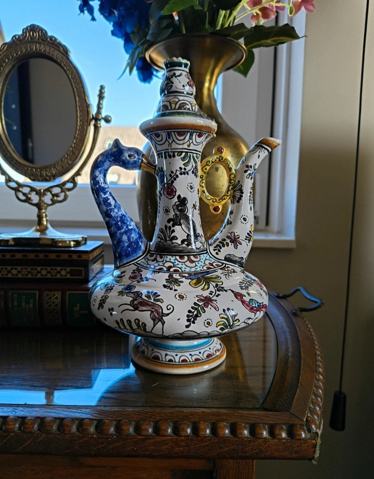 Vintage handbeschilderde kruik uit Portugal, volkskunst, Ophalen of Verzenden