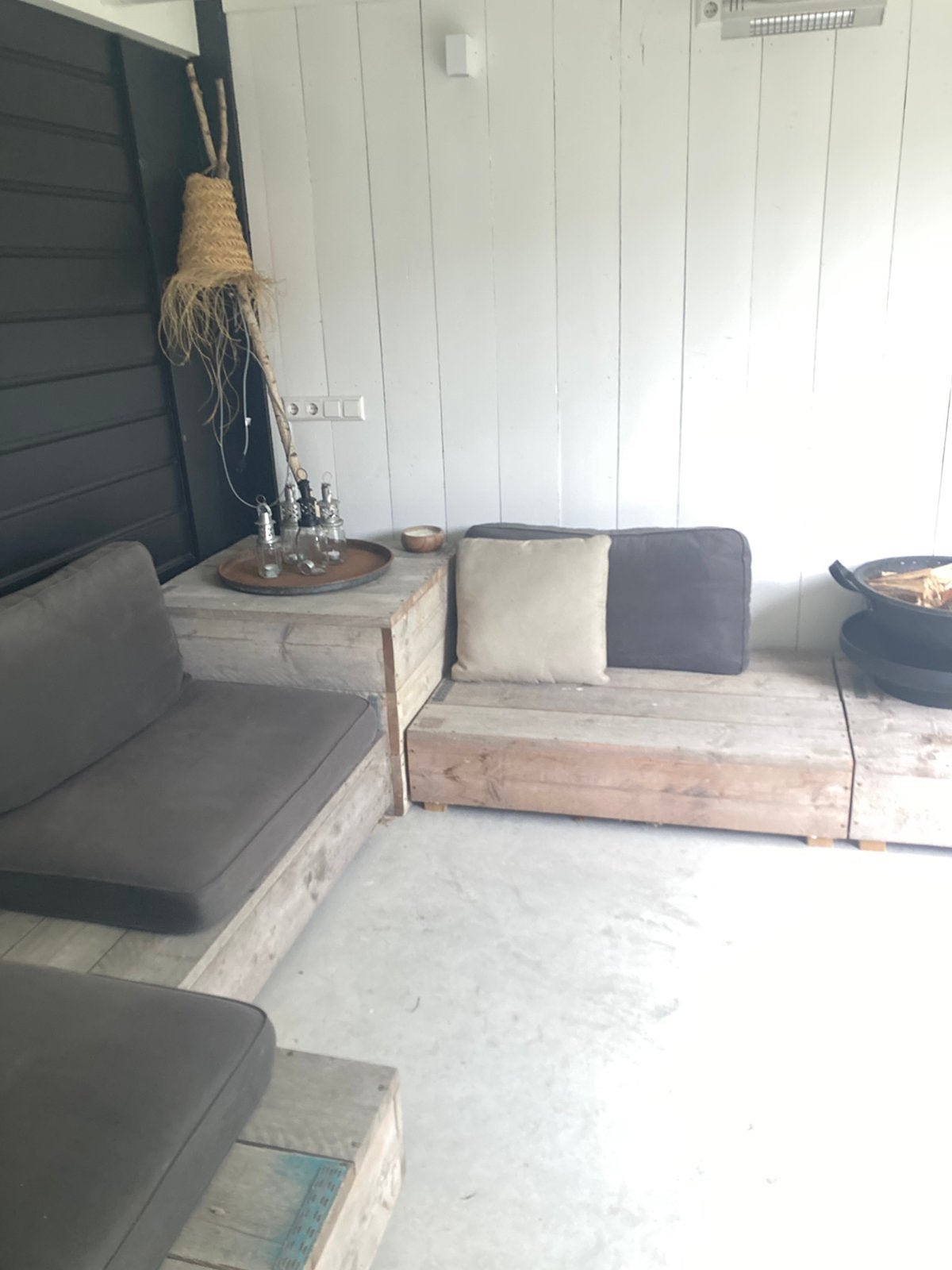 Steigerhouten loungebanken, Ophalen, Zo goed als nieuw, Steigerhout