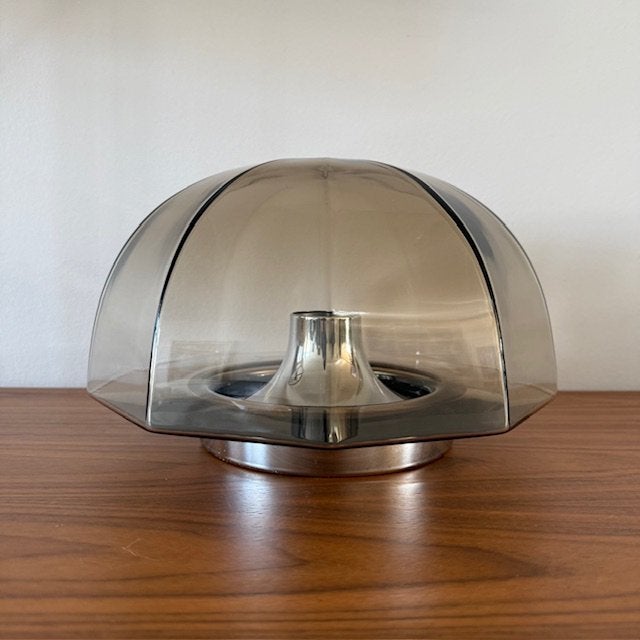 Plafonnière, wandlamp, Hillebrand, Germany, rookglas, jr 60, Ophalen of Verzenden, Zo goed als nieuw