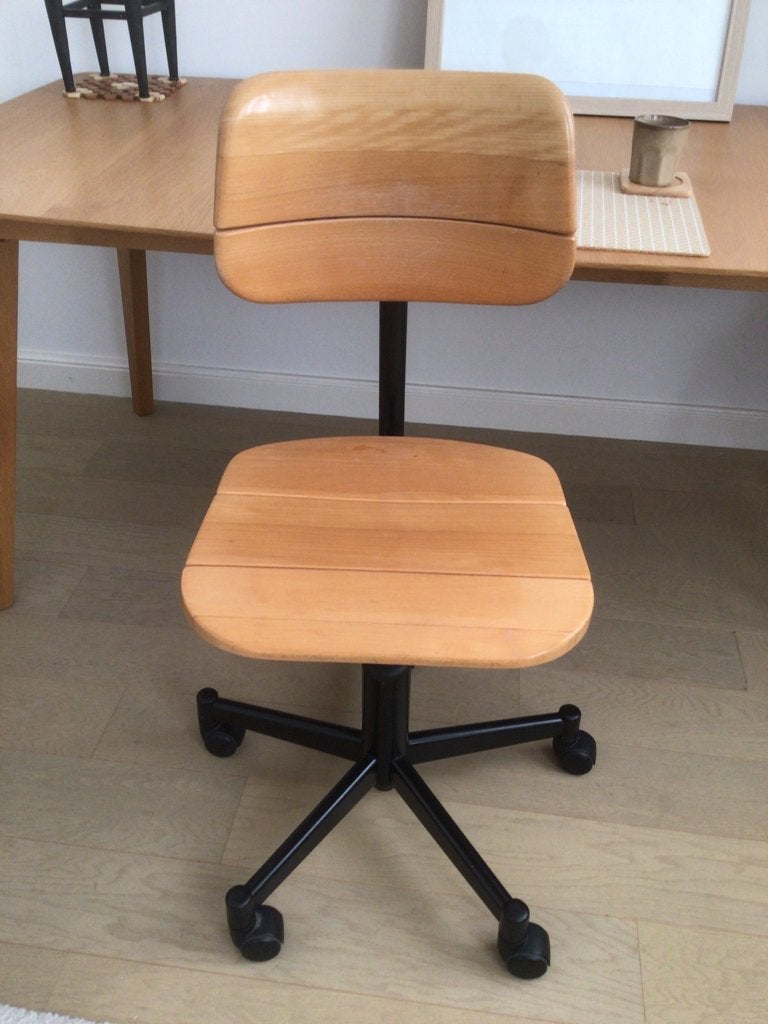 Vintage Martin Stoll houten bureaustoel, Ophalen, Ergonomisch, Gebruikt, Bruin