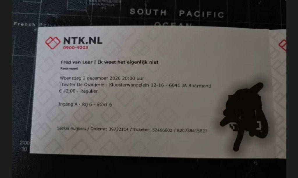 2 tickets Fred van Leer - show: Ik weet het eigenlijk niet, Ophalen of Verzenden, Nieuw, Overige