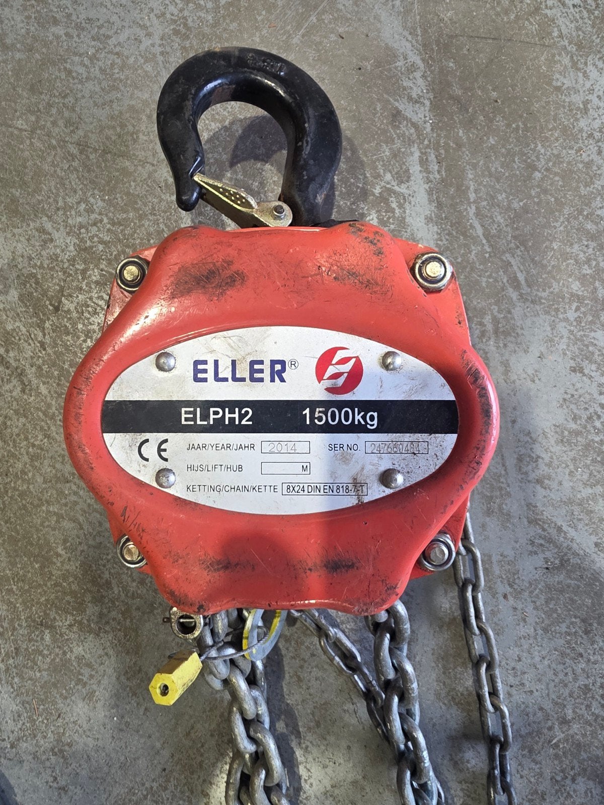 ELLER ELPH2 Kettingtakel 1500KG - Gebruikt, Doe-het-zelf en Verbouw, Ophalen of Verzenden, Gebruikt, Handmatig