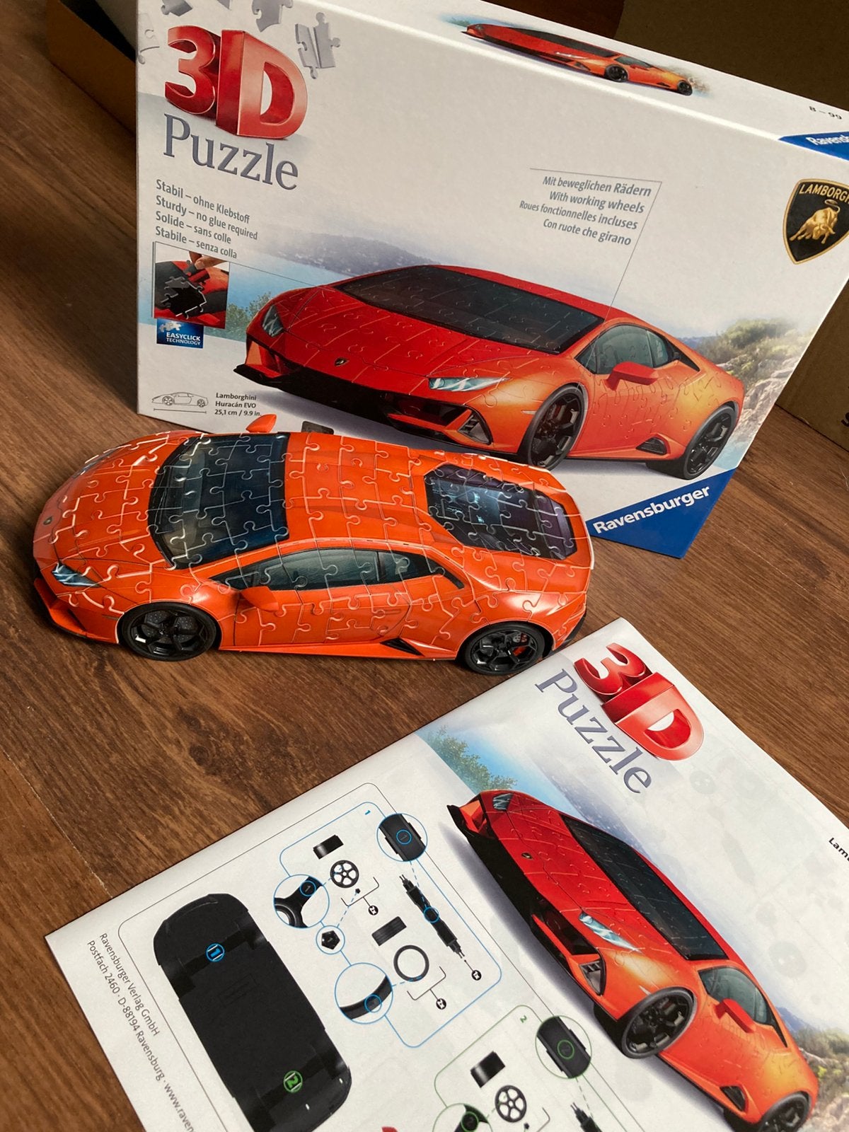 3D puzzel Ravensburger Lamborghini compleet, Hobby en Vrije tijd, Ophalen of Verzenden, Minder dan 500 stukjes, Zo goed als nieuw