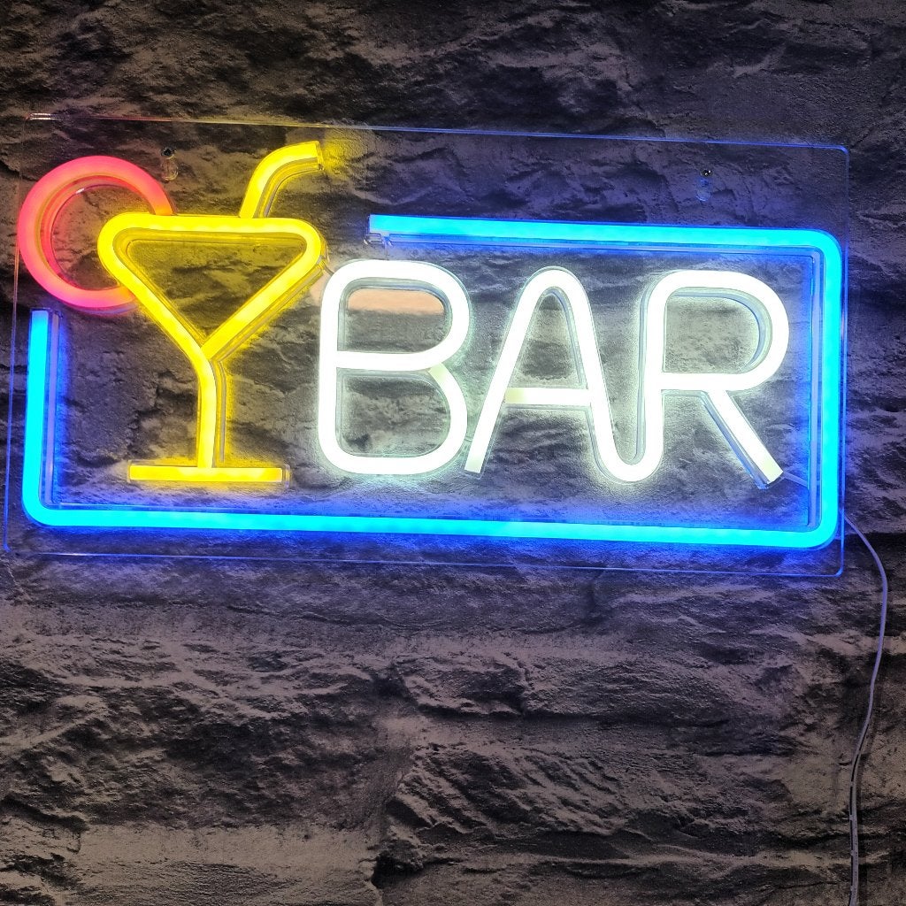 Neon bord bar - Led bord - Led sign - Led decoratie - Neon, Kouwehoek 1b, Cave & Garden, 24 cm, Meerkleurig