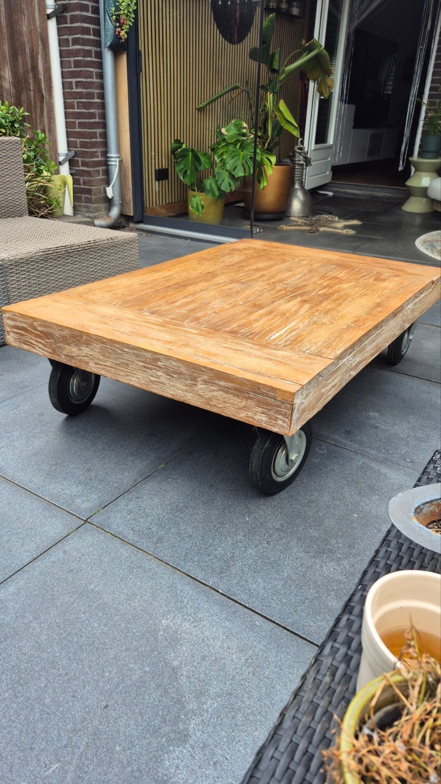 Salontafel 122x80x35 met wielen, Huis en Inrichting, Tafels | Salontafels, Gebruikt, 100 tot 150 cm, Minder dan 50 cm, Rechthoekig