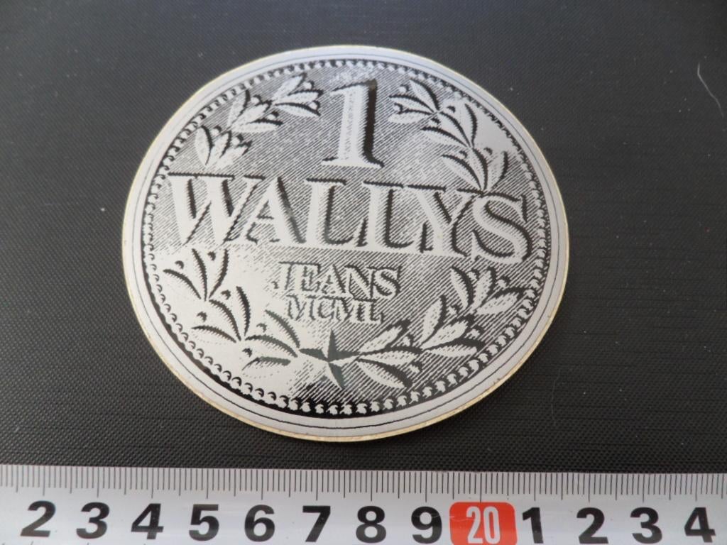 sticker WALLYS jeans MCML 1 munt, Verzamelen, Stickers, Zo goed als nieuw, Ophalen