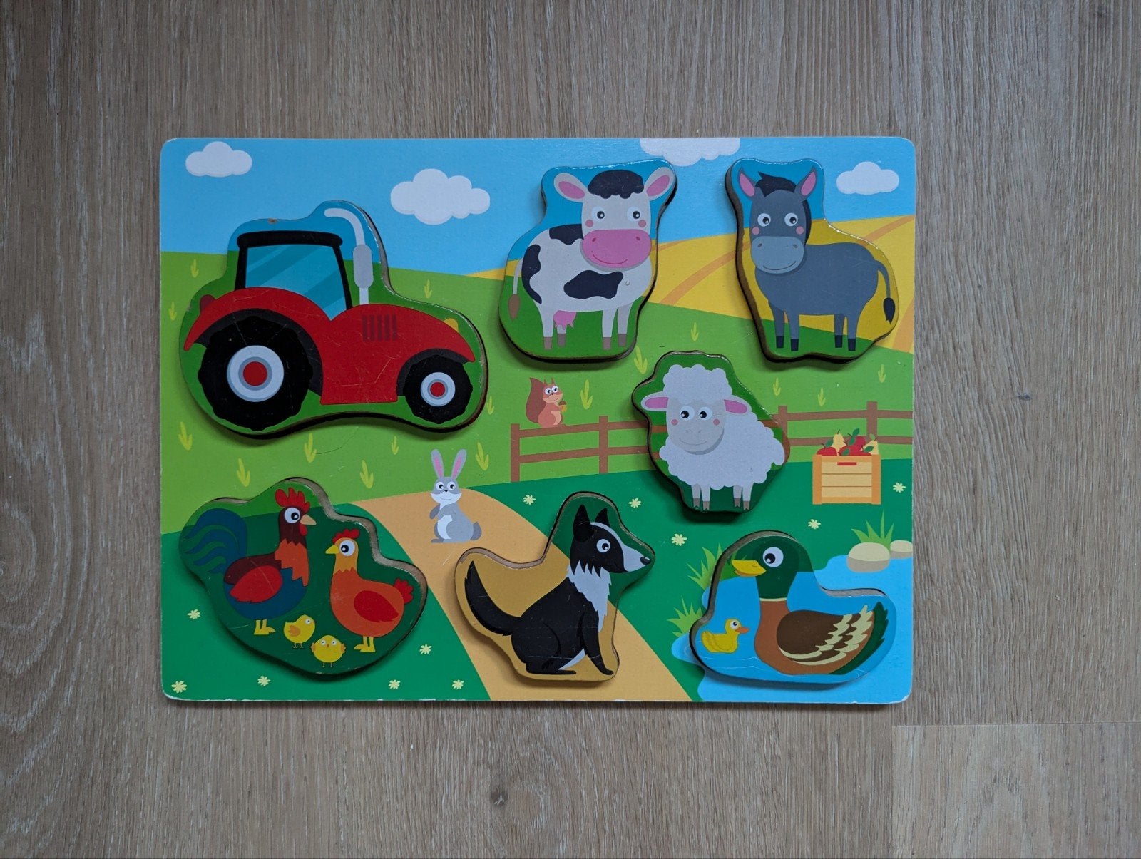 Mooie houten boerderij puzzel in goede staat, Gebruikt, Ophalen of Verzenden, Van hout, Minder dan 10 stukjes