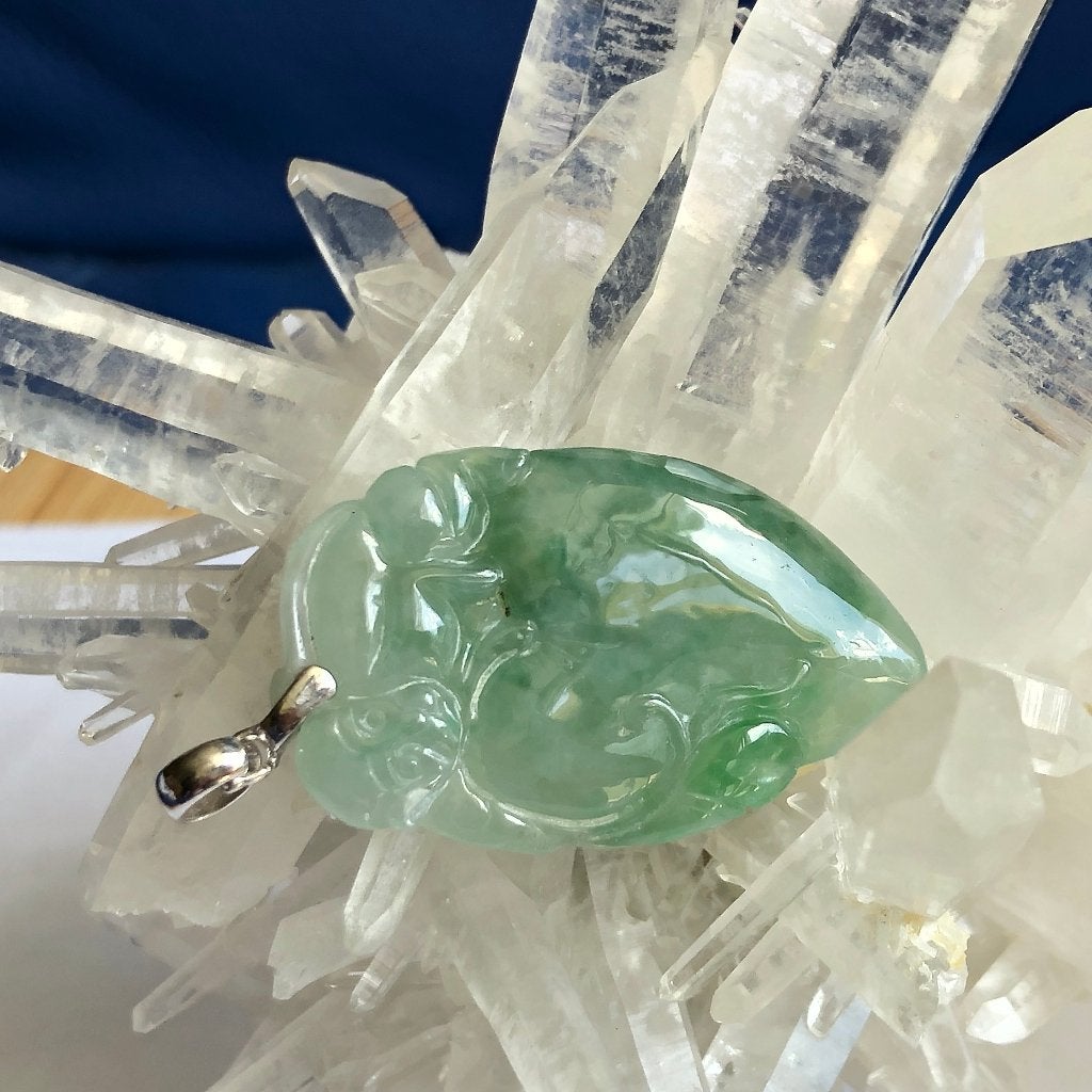Natuurlijk jade jadeiet hanger( FEI CUI) in Aapmotief, Ophalen of Verzenden, Nieuw, Zilver, Overige materialen