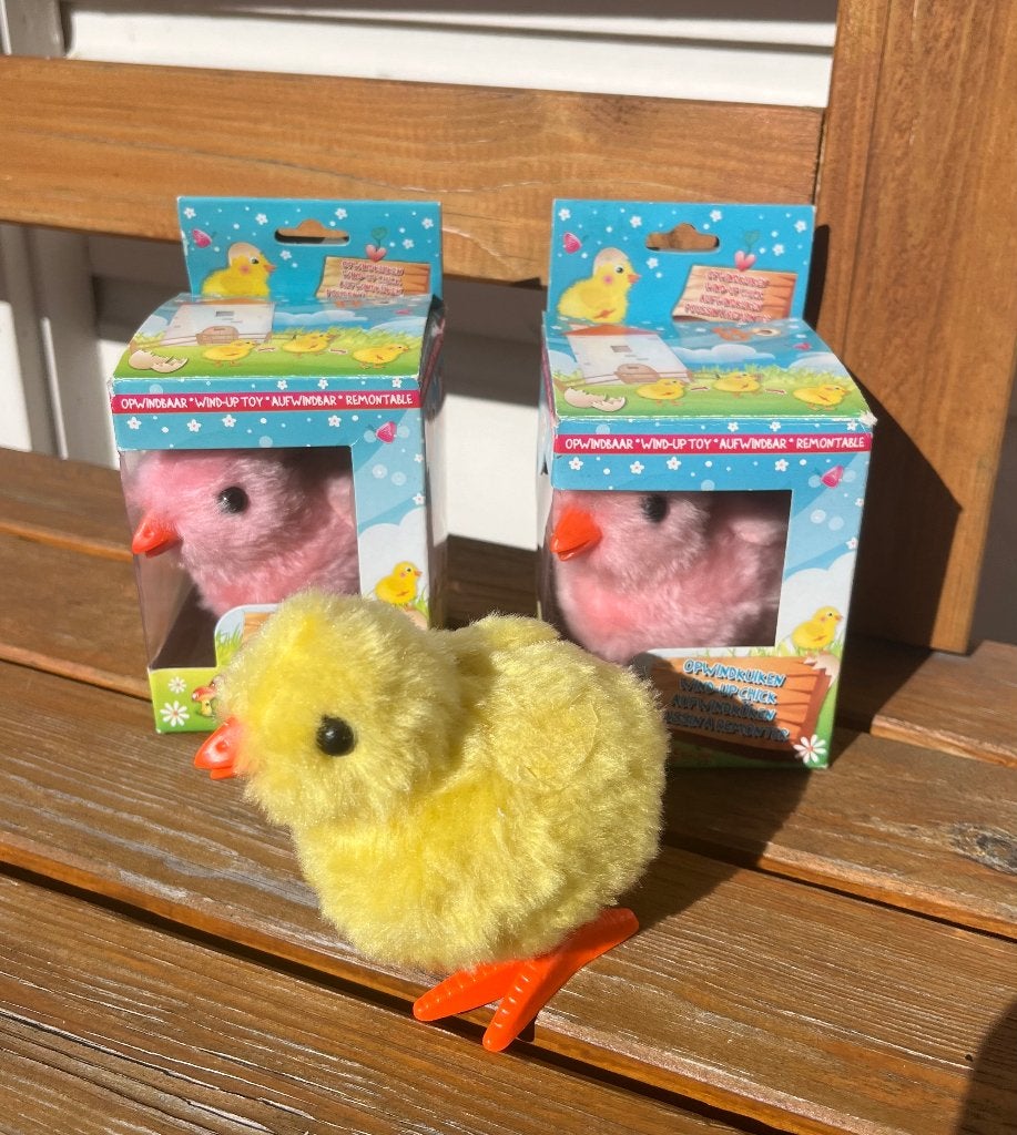 Opwindkuiken pluche roze en geel | opwind kuiken, Ophalen of Verzenden