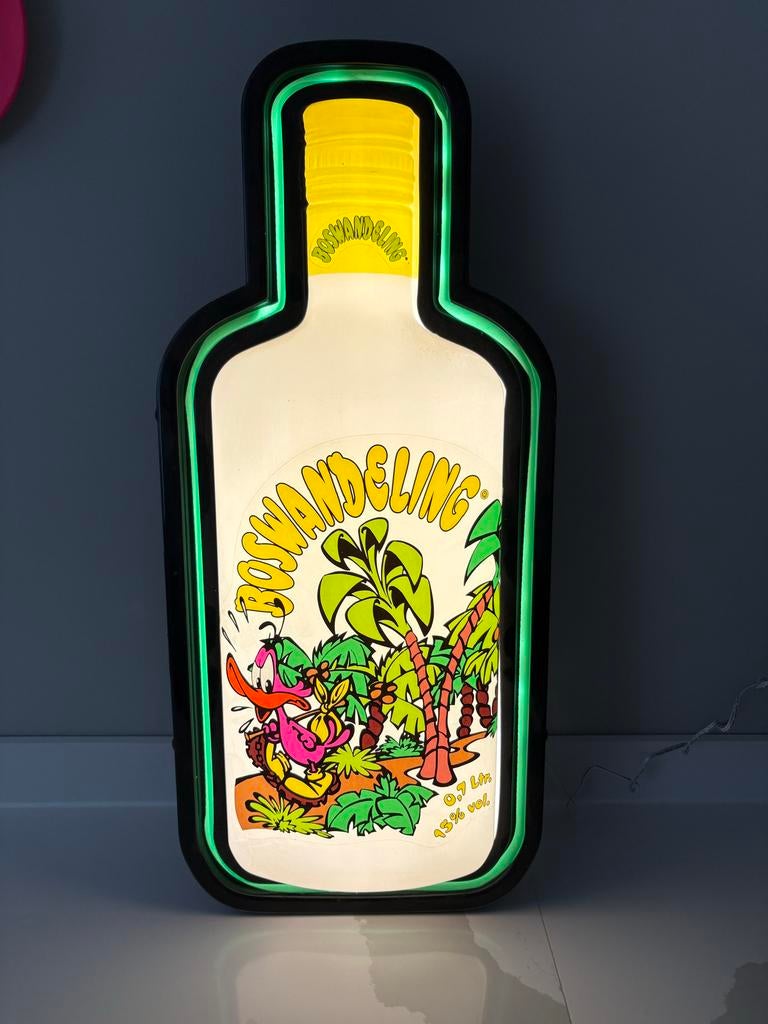 Grote boswandeling fles lichtbak / reclame lamp, Verzenden, Gebruikt, Lichtbak of (neon) lamp
