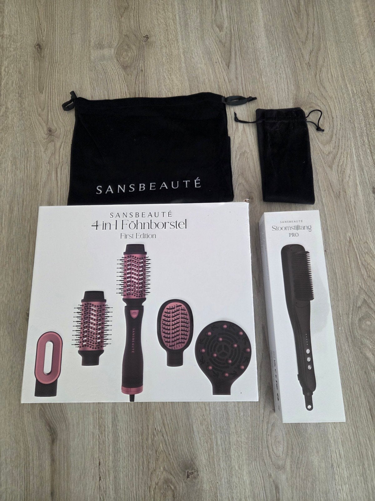 Sansbeauté 4-in-1 Föhnborstel & Stoomstijltang PRO, Witgoed en Apparatuur, Ophalen, Zo goed als nieuw, Haarverzorging
