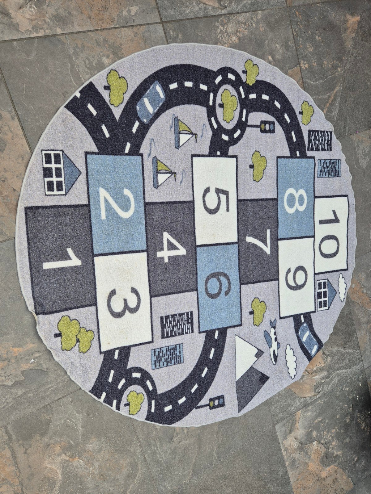Rond speelkleed met wegen en hinkelbaan - 1,55m diameter, Ophalen, 150 tot 200 cm, Rond, 150 tot 200 cm