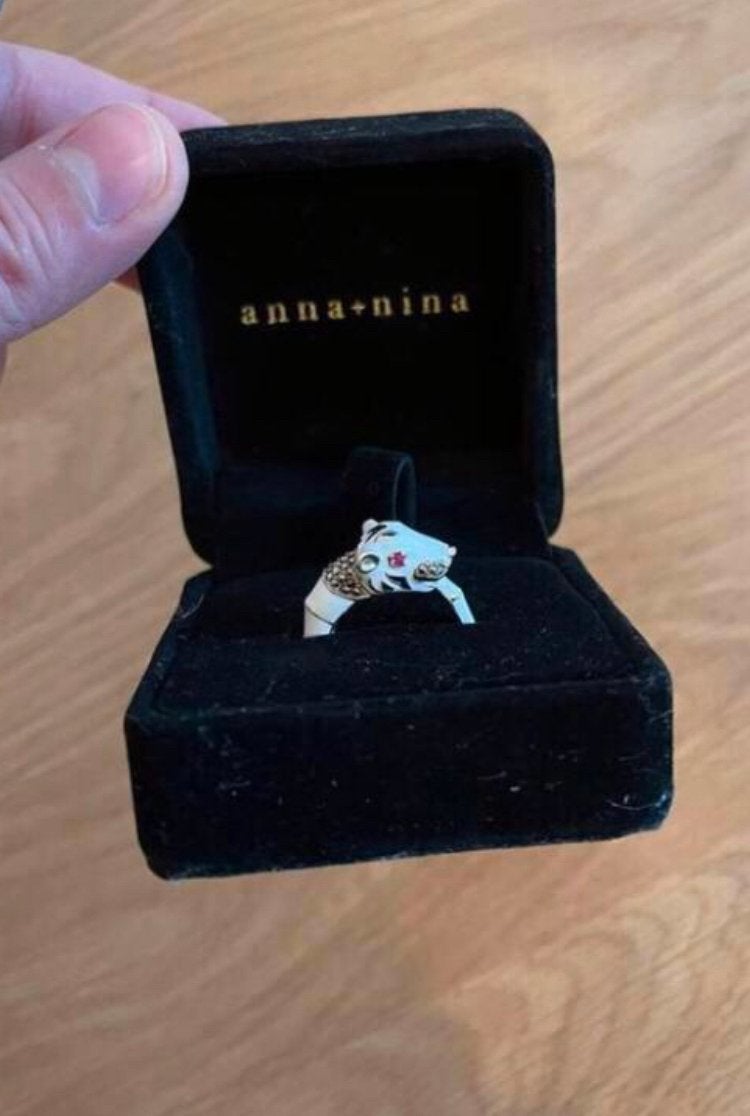 ✨Anna nina romy boomsma gouden ring tiger love nieuw goud, Ophalen, Nieuw, Goud, Met edelsteen