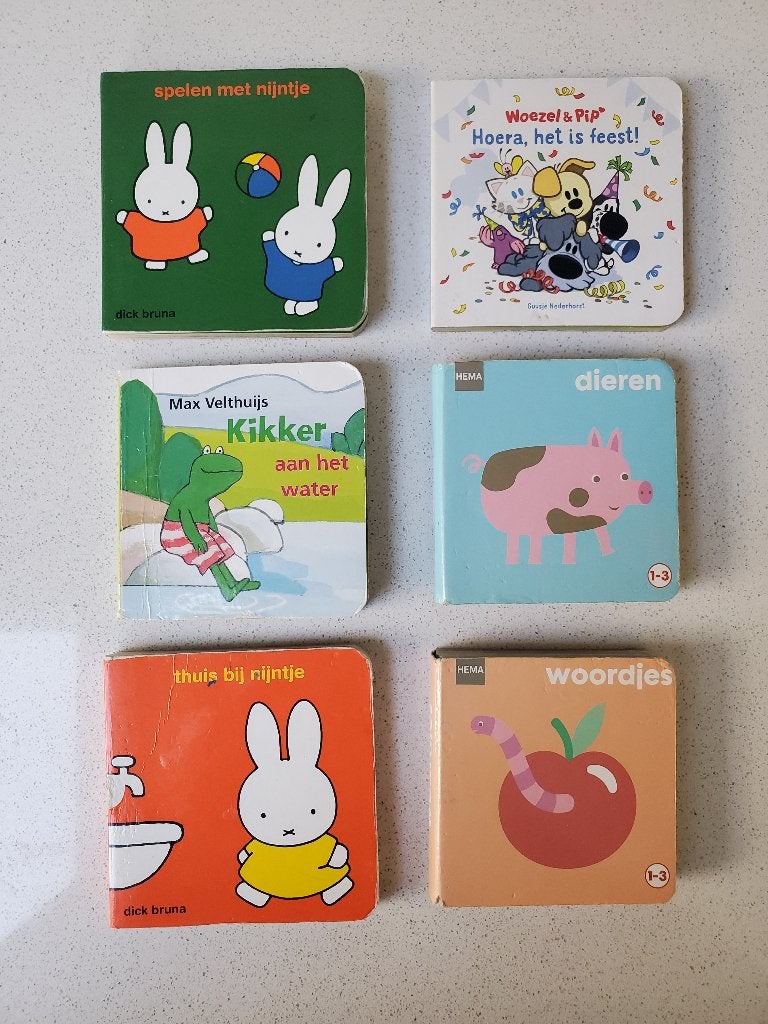 6 x baby boekje - Nijntje - Woezel en pip - Kikker - Hema, Ophalen of Verzenden, Gelezen, Dick Bruna, 1 tot 2 jaar