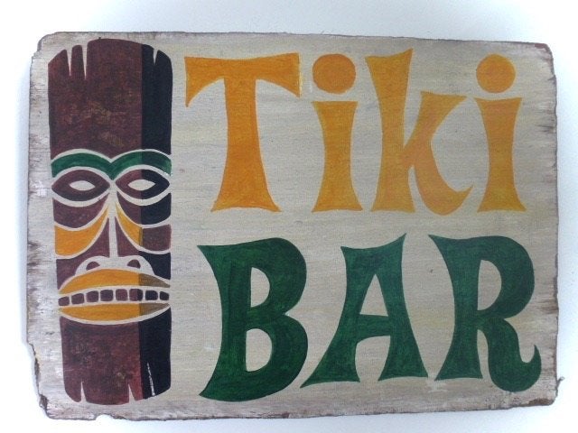 Tiki Bar Bord / hout / Hawai / Zomer / Beach / strand / surf, Boho, Hout, Meerkleurig, Ophalen of Verzenden