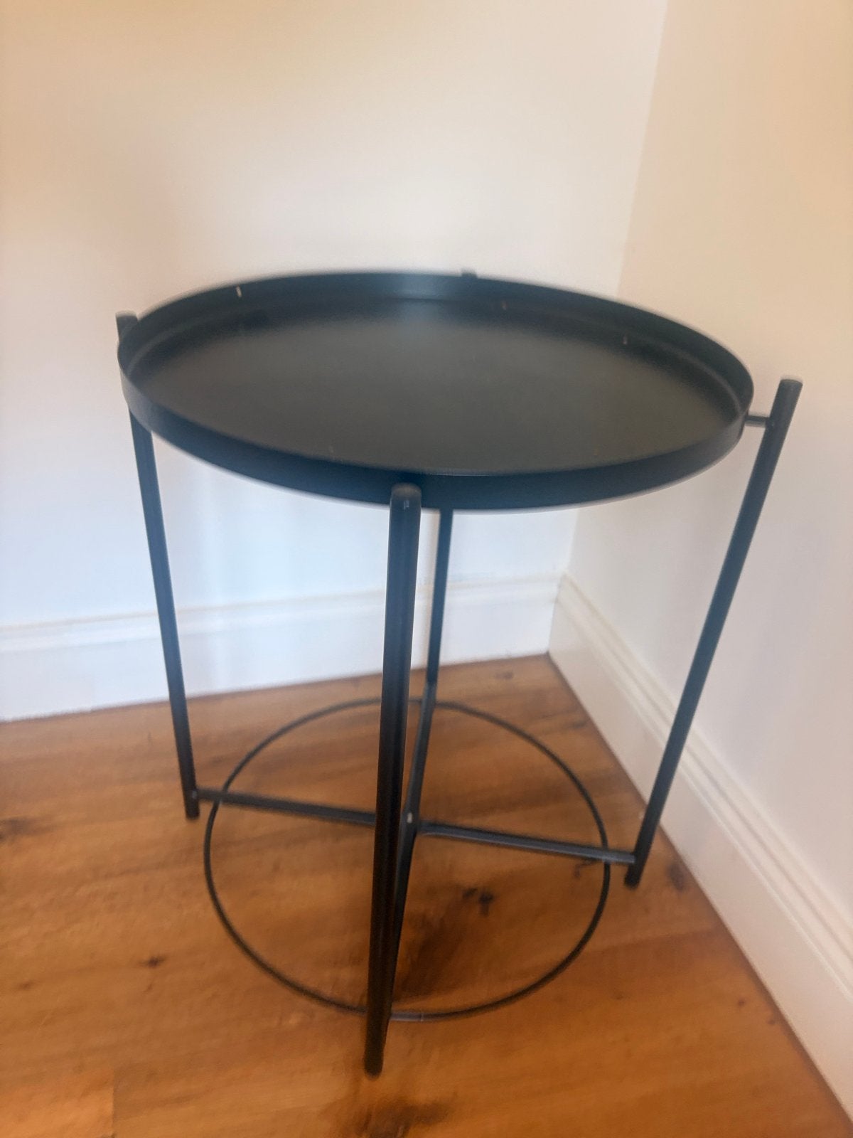 Ikea bijzettafel rond, zwart metaal, Ophalen, Gebruikt, Rond, Metaal of Aluminium
