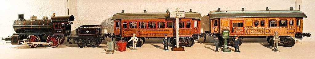 Spoor 1 prachtige bing S-locomotief en 2 rijtuigen 1915, Ophalen of Verzenden